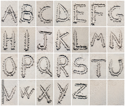 Photo: Sand beach alphabet - the collage Sand beach alphabet - the collage