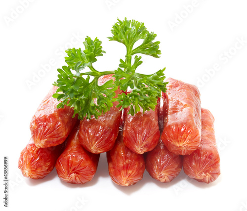 Photo: Salami on white background Salami on white background