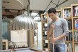 Man looking at a pool table