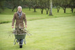 Man collecting firewood in a park