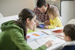Couple teaching their children at home