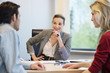 Business executive discussing with her clients