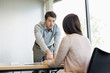 Business executive discussing with his client