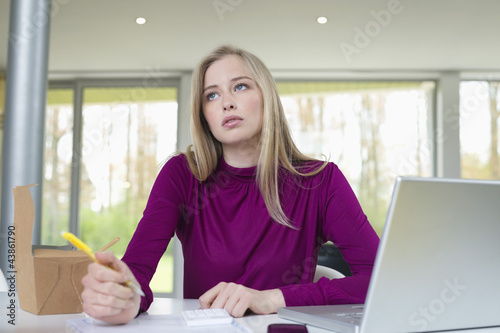 Photo: Businesswoman working in the home office Businesswoman working in the home office
