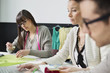 Fashion designers working in an office