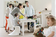 Family at the dining table with guests