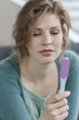 Woman checking her pregnancy