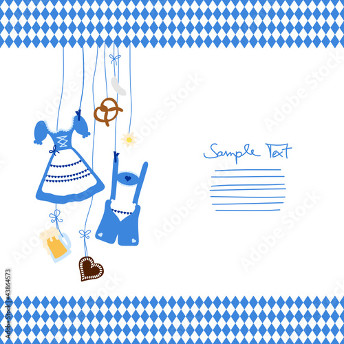 Vektor: Octoberfest Symbols & Pattern Middle Blue/White Octoberfest Symbols & Pattern Middle Blue/White