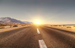 Photo: Road in the desert and sunset Road in the desert and sunset