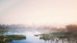 Misty morning sunrise on the lake