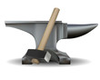 blacksmith's anvil and hammer