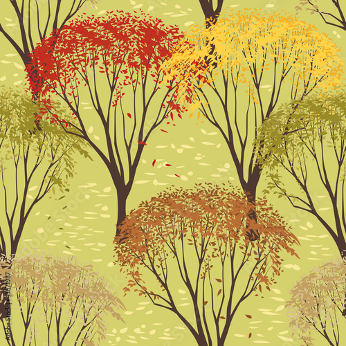Vector: Background with trees in autumn season Background with trees in autumn season