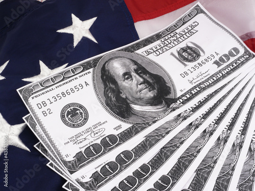 Photo: 100 Dollar Bills American Flag 100 Dollar Bills American Flag