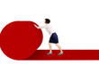 Woman rolls out red carpet