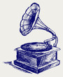 Old record player. Sketch