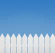 White wooden fence against the sky with copy space