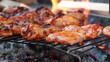 Barbecue Chicken Wings and Legs, closeup.