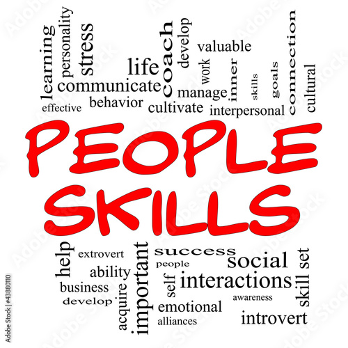 Photo: People Skills Word Cloud Concept in Red Caps People Skills Word Cloud Concept in Red Caps