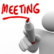 Meeting Word Man Writing on Board Discussion Meet Up