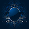 Royal blue background with silver frame. Vector