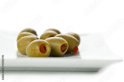 Photo: olive fruit in white plate olive fruit in white plate