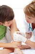 Boy receiving emergency care