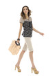 Nice fashion girl with hand bag posing shot in studio