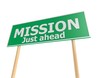Street sign with mission word