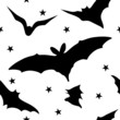 Vector: Seamless halloween pattern with black bats on white background Seamless halloween pattern with black bats on white background