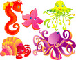 Set sea animals isolated on a white background.