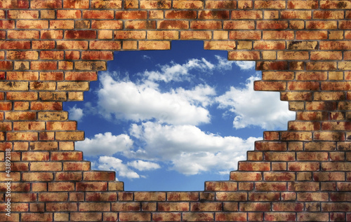 Photo: Brick wall with sky Brick wall with sky
