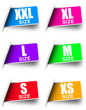 XXl, XL, L, M, S, XS Button, Icon