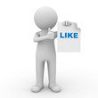 3d man showing thumbs up like on white background