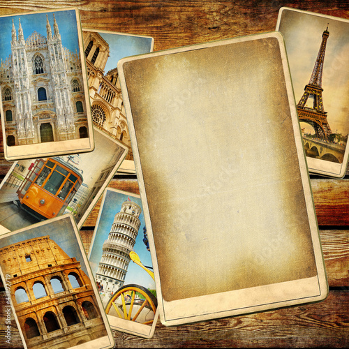 Photo: vintage travel background with blank page vintage travel background with blank page