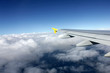 Tragfläche eines Flugzeugs während Flug