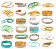 Set of the colorful Asian Bangles isolated on white.