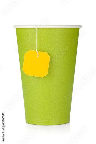 Photo: Cardboard tea cup with teabag Cardboard tea cup with teabag