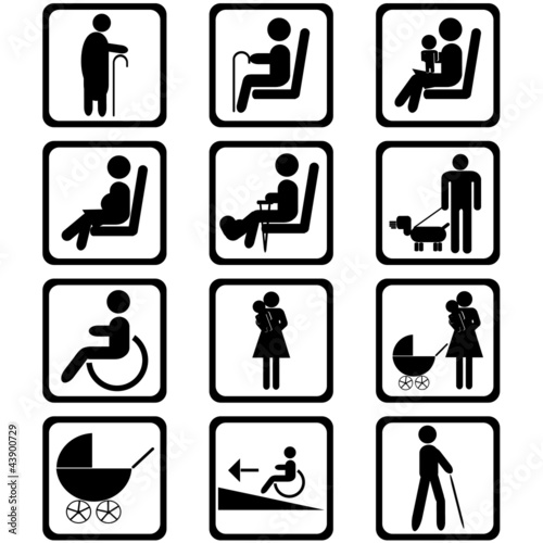 Illustration: Priority seating area signs Priority seating area signs