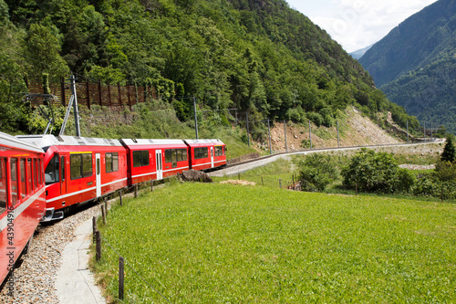 Photo: Swiss mountain train Bernina Express Swiss mountain train Bernina Express