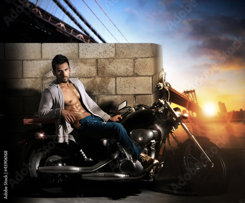 Photo: Sexy man on motorcycle Sexy man on motorcycle