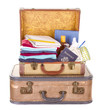 two vintage suitcases packed