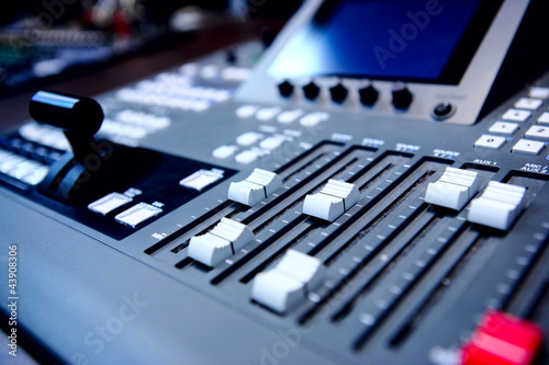 Photo: controls of audio mixing console controls of audio mixing console