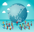 Vektor: Global social media network in Asia map Global social media network in Asia map