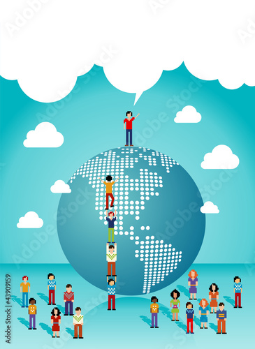 Vector: Social networks people growth in The Americas Social networks people growth in The Americas