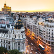 Panoramic view of Gran Via, Madrid, Spain.