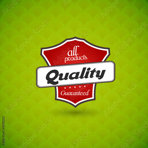 Vector: Green board with product quality sign. Green board with product quality sign.