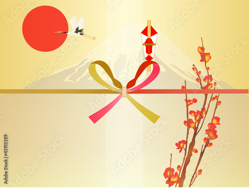 Vector: 巳 富士山 熨斗 水引 背景 巳 富士山 熨斗 水引 背景