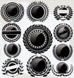 Set of empty vintage retro black and white labels