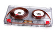 Audio cassette with color label isolated on white