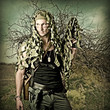 Military Camouflaged man with  automatic